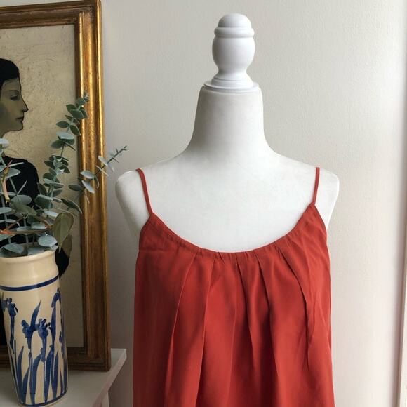 Rory Beca Orange Silk Pleated Tank Top - Picture 2 of 6